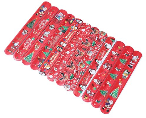 Confezione da 100 braccialetti natalizi a forma di schiaffo, vari stili, giocattoli per feste stagionali
