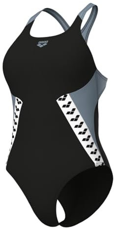 arena Stripe Badeanzug Pro Back für Damen, Farbe:Schwarz, Größe:36