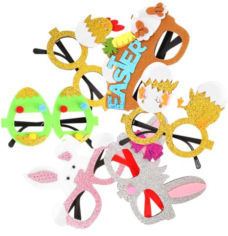 DEARMAMY 6pcs Easter Party Glasses Fun Decorative Eyewear for Adults Festive Photo Props and Party Favors for Easter Celebrations Festival Glasses Frames