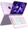 MMK Custodia con Tastiera per iPad 10 Gen/(A16) 11 Gen(11/10.9 pollici, 2025/2022), 360°Touchpad Flip & 7 Colori di Retroilluminazione, Custodia Tastiera con Supporto Pencil per iPad 10th Gen, Viola