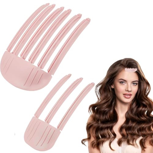 2 Stück Volumen Clips Haare, Volumenclip für Den Haaransatz,Windgestaltungs Stylingkamm,Volumen Clips für Flauschige Bangs,Hair Clip Hairpin Styling Tools für Langes Und Kurzes (Pink)