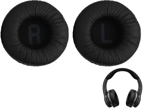 Ersatz-Ohrpolster für JBL Tune T500BT, T450BT, 510BT, E40BT Kopfhörer, 70 mm Memoryschaum Ohrkissen, Kunstleder, Schwarz, Komfort und Geräuschisolierung