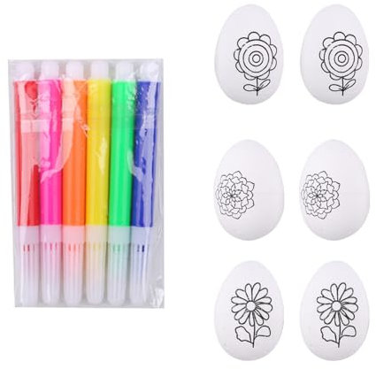 Zktfyshk 6pcs Farbe Basteln Eier Mit 6 Farb Aquarellstift Für Home Decoration Craft Project Kid Art Bastelmalerei Vorräte