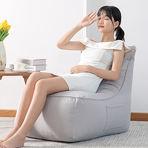 LazySof Copertura per poltrona a sacco in cotone e lino (senza imbottitura) per Soggiorno Camera da Letto Sala Giochi Dormitorio,Light gray,83 * 65 * 70cm