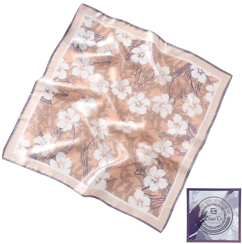 ZhaoCo 100% Natürliche Maulbeerseide Schal, 70x70cm / 27.5x27.5 Zoll Seidentuch Grafikdruck Klein Weich Quadratisch Seidenschal für Damen - 049A