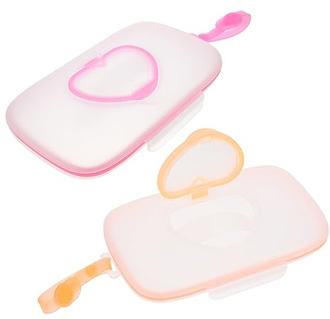 Vaguelly Boîte à Lingettes Humides Portable en Pp et Silicone, 2 Pcs, Pratique et Résistante, pour Poussette et Chambre D'garçon et Filles
