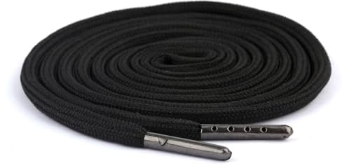 TRUMIZON Drawstring Cord Replacement 5mm Diameter, Hoodie String Black with Metal Lock Ends, Drawstring Cords Replacement for Jogger Sweatpants Sports Trousers - 130cm Length