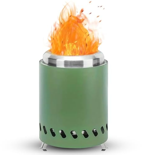 Edenoutdoor Tischfeuerstelle mit Ständer, Mini-Feuerstelle aus Edelstahl, Deko für Garten,Terrasse und Balkon,Für Pellets/Holz, Edelstahl rauchfreier Camping-Tischkocher für die Vorstadt,Grun