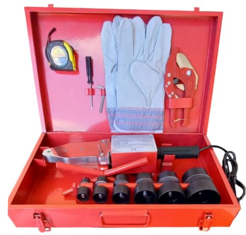 Polifusore Saldatore per Tubi Idraulica Stazione Saldante Professionale 800-1500W - Con 6 Matrici da 20 a 63mm, Accessori Completi e Valigetta in Metallo