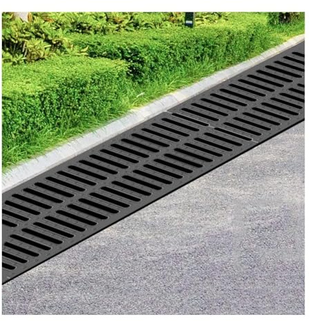 Couvercle de vidange extérieur - Grille en plastique résine pour drainage de canal, couverture de puits d'eau de pluie, grille d'égout durable pour allée, pelouse et garage (couleur : noir, taille