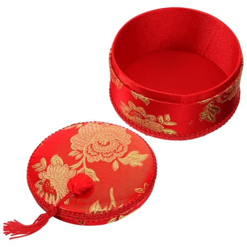Operitacx Small Round Sewing Pin Box with Cloth Material Pin Organizer and Needle Storage Basket for Quilting Home Sewing Supplies Holder Multi Use Case Beads and Accessories in Gold