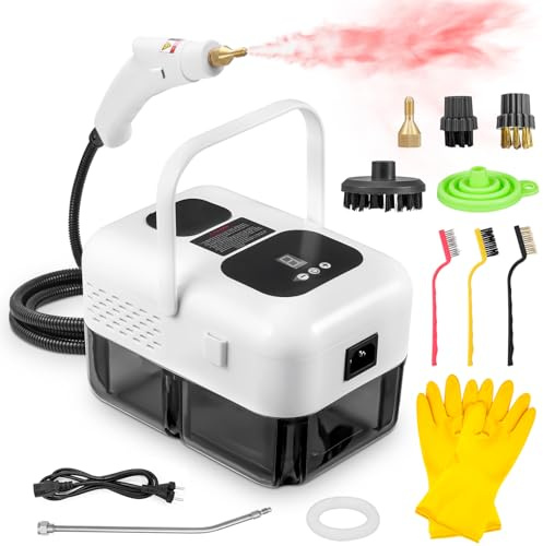 Worshow 2500W Dampfreiniger, 9-Stufig Einstellbarer Dampfreiniger Handgerät mit 1,2L Tank & 3 Bürstenköpfen für Reinigung Von Fußböden Badezimmern Küchen Fenstern und Autos - 15s Erhitzen