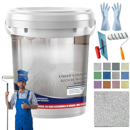 Epoxidharz Bodenbeschichtung, Bodenbeschichtung Marmorähnliches Finish 500g, High Gloss Marble Effect Epoxy Floor Coating, Rutschfest, Ransformieren Sie Ihre Böden Mühelos(Weiß Hanfgrau,0.5KG)