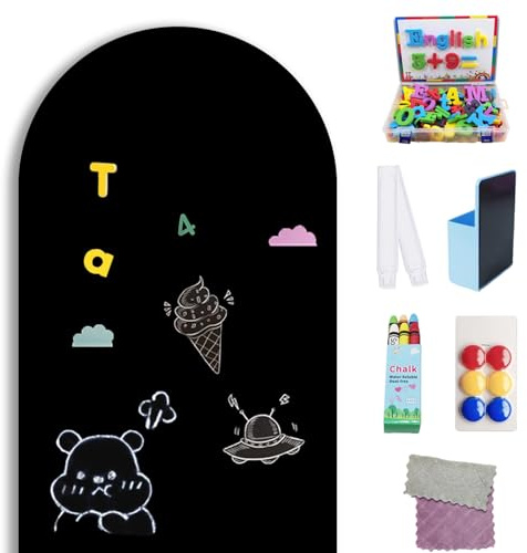 Arch Wall Magnetic Chalkboard 24x46 - Upgraded Self-Adhesive Magnetic Drawing Board for Kids Playroom, School, or Home Learning, Easy Install Chalkboard Wall Decal (24 * 46inch)