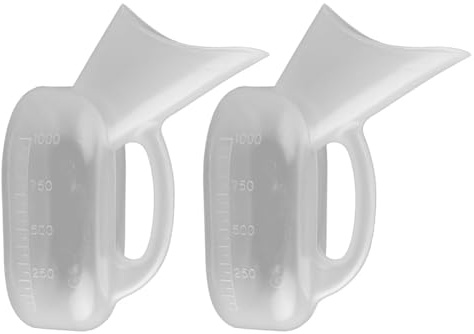 POPETPOP 2pcs 1000ml Female Urinals Thickened Portable Urine Bottles with Lid, Plastic Pee Bottles for Women, Hospital and Travel Use Bedpan Chamber Pots