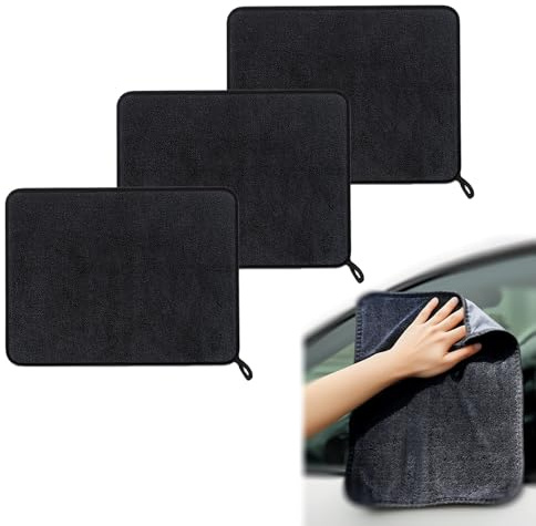 Vauki Paño de secado para coche, 3 unidades de 40 x 60 cm, para ducha, paños de microfibra, paños de limpieza de ventanas, paños de secado rápido, toallas de secado rápido para el cuidado de coches y