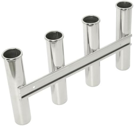 Alasum Soporte para Cañas de Pescar Marino de Acero Inoxidable, 4 Tubos, Resistente Corrosión, Base para Barco y Yate, Adecuado para Pesca en Agua Dulce y Salada