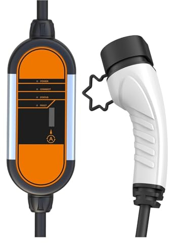 WAFOHSR Cargador Portátil EV Tipo 2 8A-16A Cable De 5M Vehículo Eléctrico Enchufe Adaptador Estación Carga Coche Recarga Segura
