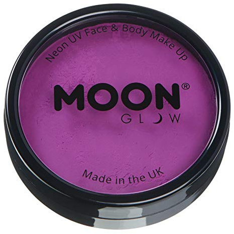 Moon Glow Pro Intensiv Neon-UV-Gesichts- und Körperbemalung in Kuchentöpfen, professionelles wasserbasiertes Gesichtsbemalungs-Make-up für Erwachsene und Kinder (Intensives Lila, 36 g)