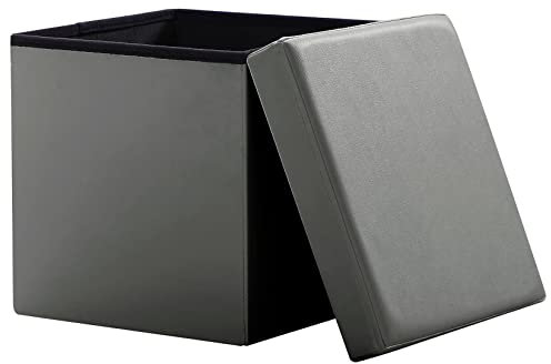 Zedelmaier Sitzhocker Sitzwürfel mit Stauraum Fußbank Truhen Aufbewahrungsbox faltbar belastbar bis 300 kg, Deckel abnehmbar, 38 x 38 x 40 cm,Kunstleder…