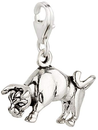 7K Sternzeichen Stier Charm Anhänger aus 925 Sterling Silber (21x14mm)