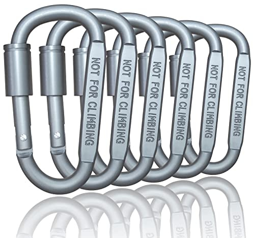 AIRUEEK låsbar karbinhake i aluminium, D-ring, nyckelring, klämmor för utomhus, camping, resor, fiske, vandring, slitstark skruvstängning, lås, krokar 6 st.