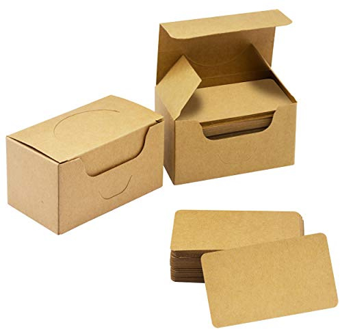 250 Stück Kraftpapier; blanko; abgerundete Ecken; als Lern- oder Karteikarte, für Nachrichten, DIY, als Geschenk, (9 x 5,3 cm; original Holzfarbe);