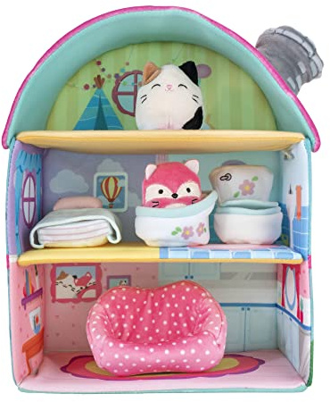 Squishville SQM0049 - Fifis Hütte, superweiches Haus mit Zwei 5cm Mini-Squishmallows Plüschfiguren und Zubehör