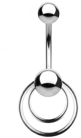 TOOLSSIDE Belly Button Ring with Two Rings VCH Piercing Jewelry For Women 14G Stainless Steel Belly Button Piercing Belly Rings for Women Navel Piercing Jewelry