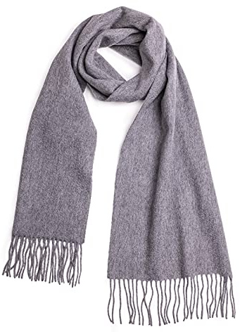 Mooilo - 100% pures Kaschmir - Luxury Fashion, Schals, Herrenmode, Cashmere, Schal, Kaschmirschal, hellgrau, 30 cm, Design, made in Germany (Hellgrau)