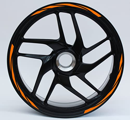 DualColorStampe Confezione Adesivi Set Completo di Cerchi Strisce per Moto per 2 Ruote da 17'' pollici strips Design Sportivo COD.D0064(Arancione)