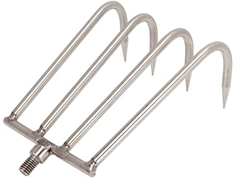 Rastrello a mano a 4 denti, rastrello per arbusti universale in acciaio inossidabile da 8 mm facile da trasportare Rastrello per erbacce acquatiche per la pesca in torrenti stagni laghi fiumi(L)