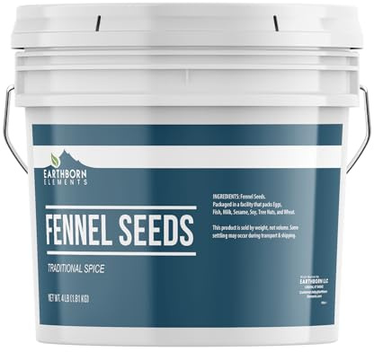 Earthborn Elements Fennel Seeds 1 Gallon Bucket, Whole Seed, Mild Sweet Flavor