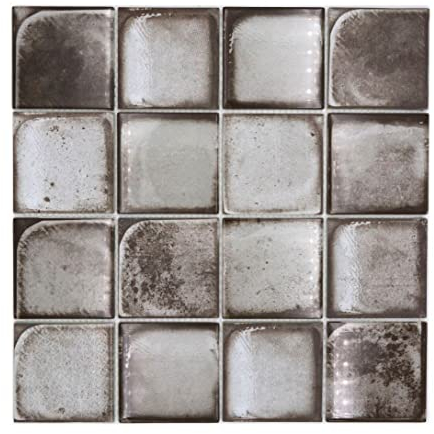 Carreaux de mosaïque en verre - Style rétro - Style ciment urbain - Gris - Pour mur de cuisine - Paroi de douche - 10 tapis de mosaïque