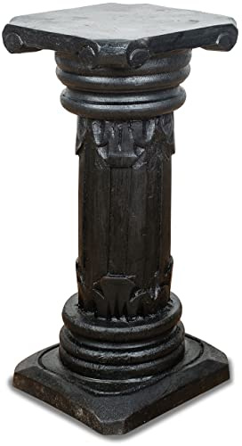 livasia Säule aus Albiziaholz, dekorative balinesische Holzsäule, Blumenpodest aus Indonesien, Handarbeit 22x40 cm (Schwarz)