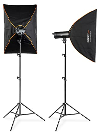 Walimex Pro Stager 600 HSS Set Double – Flash Studio 600 WS, récepteur 2,4 GHz, Mode HSS, lumière LED, pour Professionnels
