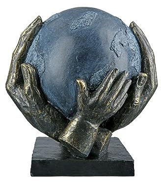 Brillibrum Design Dekofigur Frieden Save The World Skulptur Welt Dekofigur globus Mensch Frieden Skulptur Figur Mutter Erde Umweltschutz (Ohne Gravur)