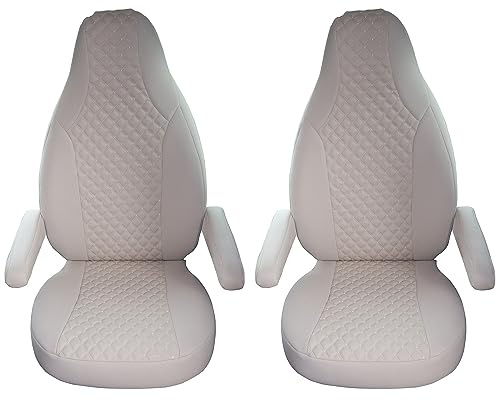 BREMER SITZBEZÜGE Maß Piloten Schonbezüge Sitzbezüge kompatibel mit Wohnmobil Camper Hymer Ducato Wohnmobil Zubehör | 2er Schonbezug Set inkl. Armlehnen-Bezüge in Beige | WMS705