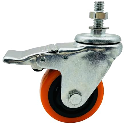 LIKERAINY Ruota Girevole in PU con Freno IC0052A Ruota Piroettante con Montaggio a Filetto per Mobile e Armadi Ø 75mm Confezione da 1