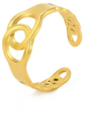 Gu Feng Punk Handschellen Ring Edelstahl offene Finger Ringe Französisch Beliebt Gothic Paar Schmuck Geschenke für Frauen Männer Liebhaber