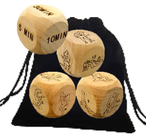 4 dados de madera de lujo para decisión de ejercicio para parejas, dados de yoga traviesos, dados de juego de deportes familiares, dados divertidos para adelgazar, opciones portátiles, regalo para