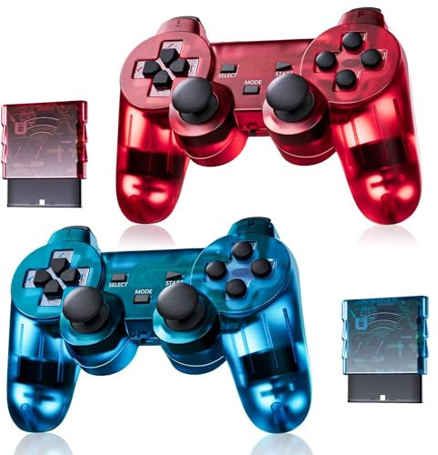 AUFGLO Retro Classic Controller senza fili per P-s2 Games/DS2/PC (rosso+blu)
