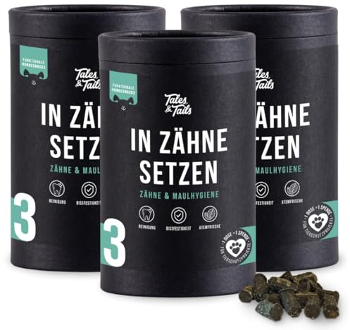 Tales & Tails In Zähne setzen Zahnpflege-Snack für Hunde, Allergiker geeignet, Getreidefrei(3 Dosen / 3 x 325g)