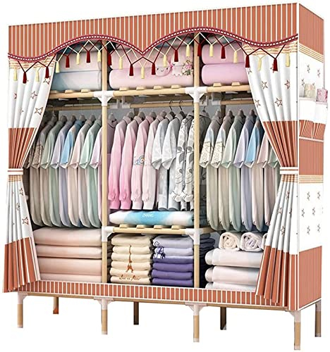 Tragbarer Kleiderschrank, Stoff-Kleiderschrank, Schlafzimmerschrank, tragbarer Stoff-Kleiderschrank, offene zusammengebaute Kleiderschränke, hölzerne Kleidung, Kleiderstange, Segeltuch-Kleid