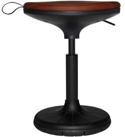 Wagner W3 - Sgabello da ufficio ergonomico, con effetto oscillante e seduta girevole, altezza seduta 46-62 cm, in pelle marrone Vinted