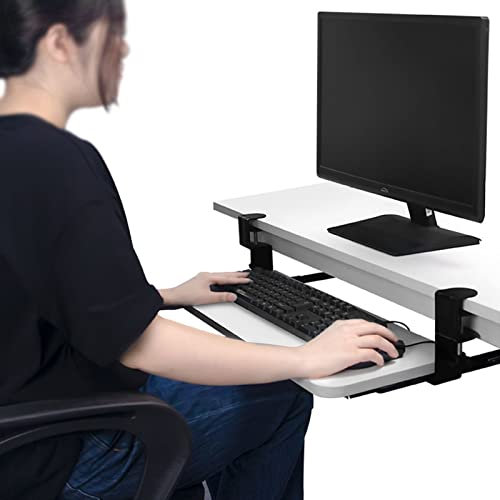 SFNIOKFG Ergonomische Tastaturablage unter dem Schreibtisch - Ausziehbare Tastaturplattformen - Verstellbare Tastaturschubladen/Schwarz/750 * 240 mm/30 * 9 Zoll