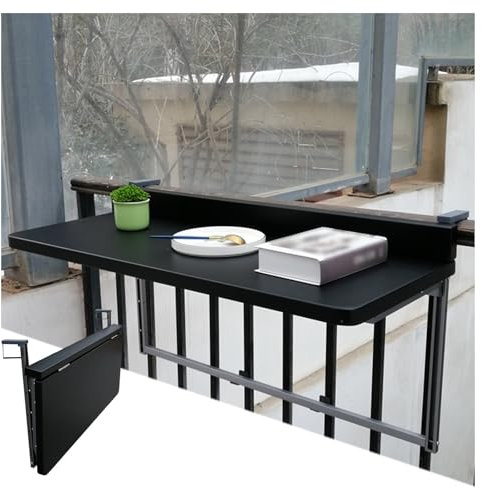 FENGZEQUAN Klapptisch Balkon Hänge Tisch, Klapptisch, Hängetisch Balkon Klappbar, Wandklapptisch, Verstellbarer Hängedeck-Tisch, terassenmöbel außen, Wetterfester(Black,80 * 39CM/31.5 * 15.4IN)