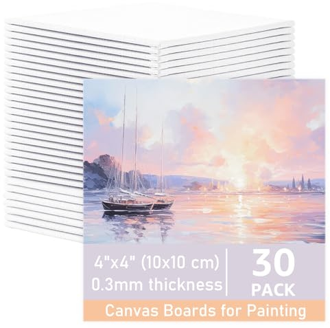 AKOLAFE 30 Stück 10x10cm Leinwand 3mm leinwand zum bemalen klein 10x10 cm Leinwände zum Malen günstig Leinwände zum Bemalen mit Keilrahmen Aus Baumwolle Geeignet für Acryl, Ölfarben, Skizze, Aquarell