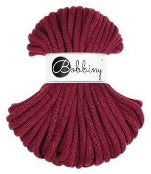 Flechtkordel Jumbo - 9mm - Baumwollkordel Baumwollgarn Garn Kordel Makramee Schnur Kordelband Natur Baumwolle DIY-Basteln 30m - Wine Red