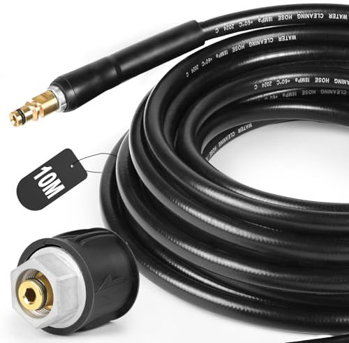 SWAWIS Tubo Idropulitrice 10M pour Kärcher K2 K3 K4 K5 K6 K7 180bar Accessori Idropulitrice Tubo Flessibile per Idropulitrice con Raccordi a Innesto Rapido e Pezzo Adattatore